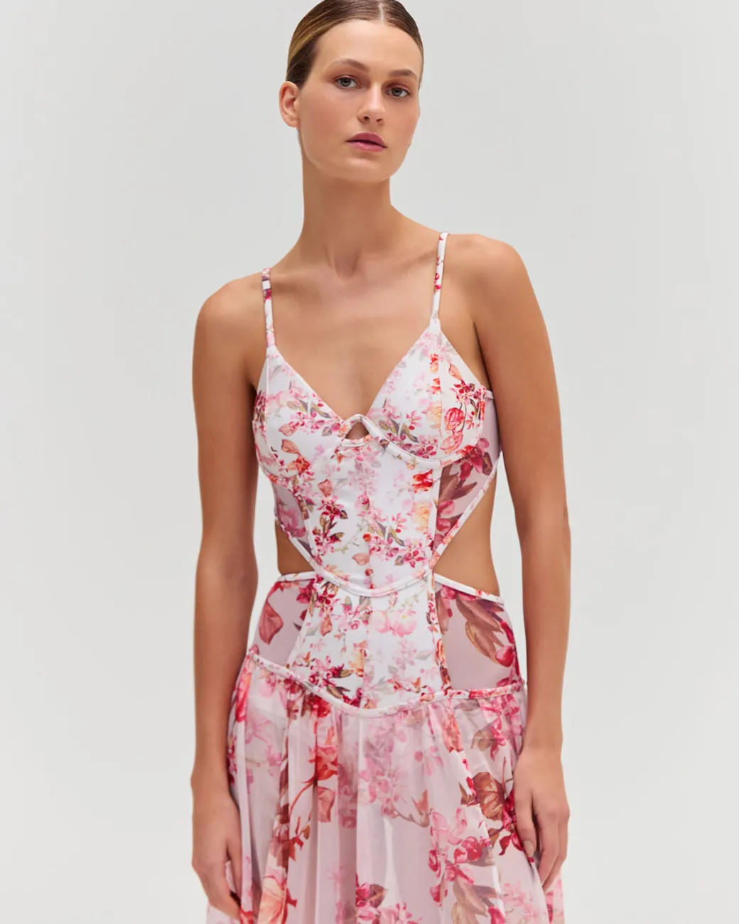 PatBO Floral Haze Bustier Beach Dress- Beach Dresses|Dresses & Jumpsuits