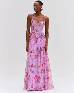 PatBO Floral Haze Bustier Maxi Dress- Dresses & Jumpsuits