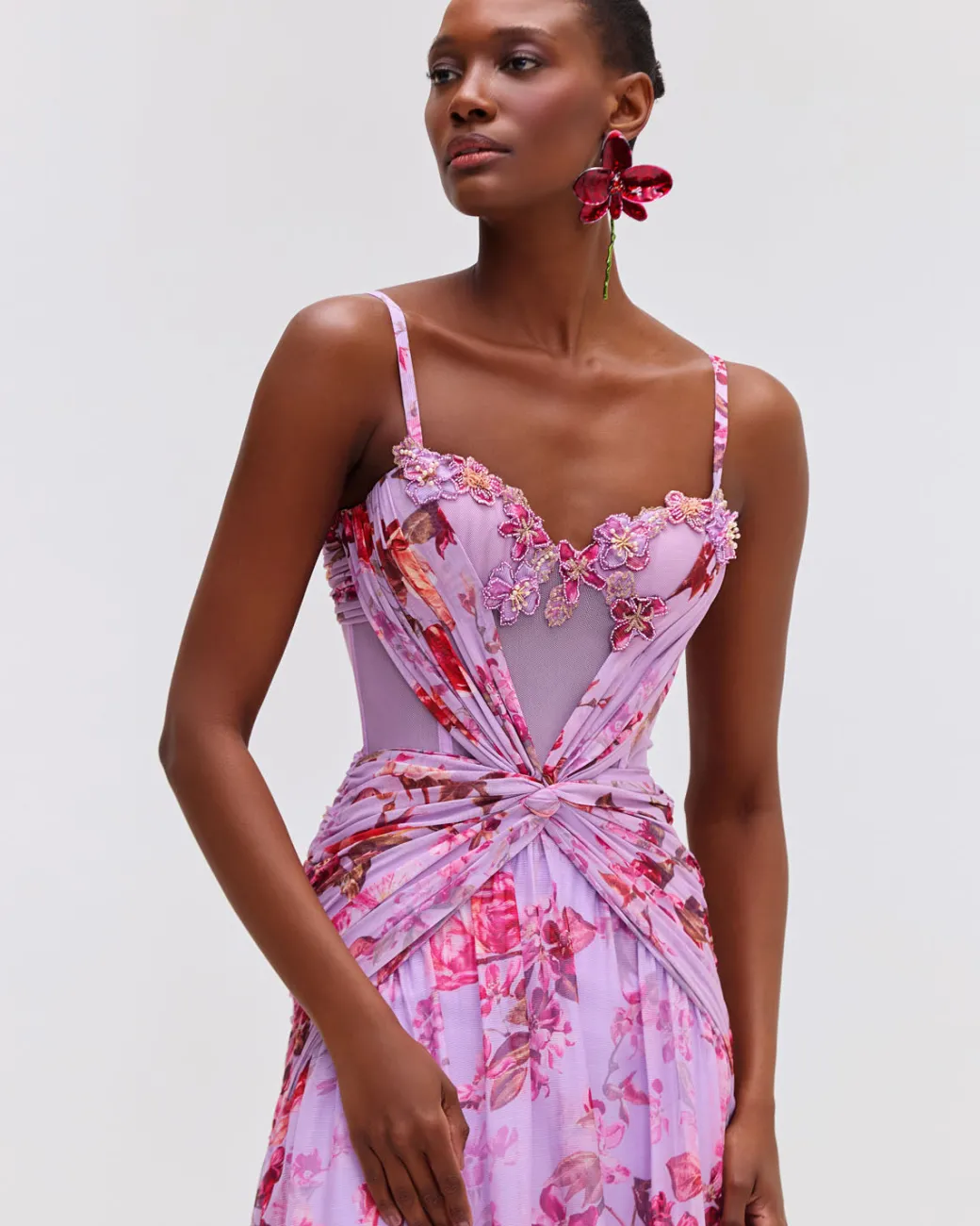 PatBO Floral Haze Bustier Maxi Dress- Dresses & Jumpsuits