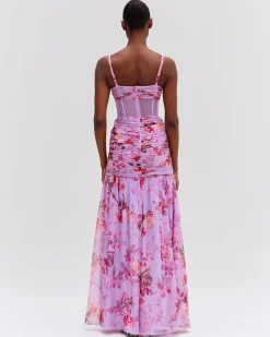 PatBO Floral Haze Bustier Maxi Dress- Dresses & Jumpsuits