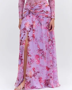 PatBO Floral Haze Draped Maxi Skirt (EXCLUSIVE)- Matching Sets|Bottoms