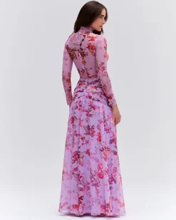 PatBO Floral Haze Draped Maxi Skirt (EXCLUSIVE)- Matching Sets|Bottoms