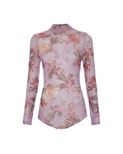 PatBO Floral Haze Stretch Tulle Bodysuit- Matching Sets|Tops & Bodysuits