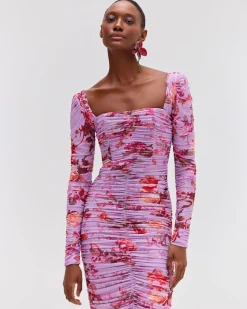 PatBO Floral Haze Stretch Tulle Midi Dress- Dresses & Jumpsuits
