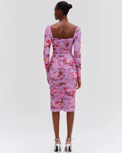 PatBO Floral Haze Stretch Tulle Midi Dress- Dresses & Jumpsuits