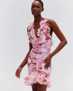 PatBO Floral Haze Stretch Tulle Sleeveless Mini Dress- Dresses & Jumpsuits