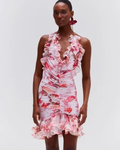 PatBO Floral Haze Stretch Tulle Sleeveless Mini Dress- Dresses & Jumpsuits