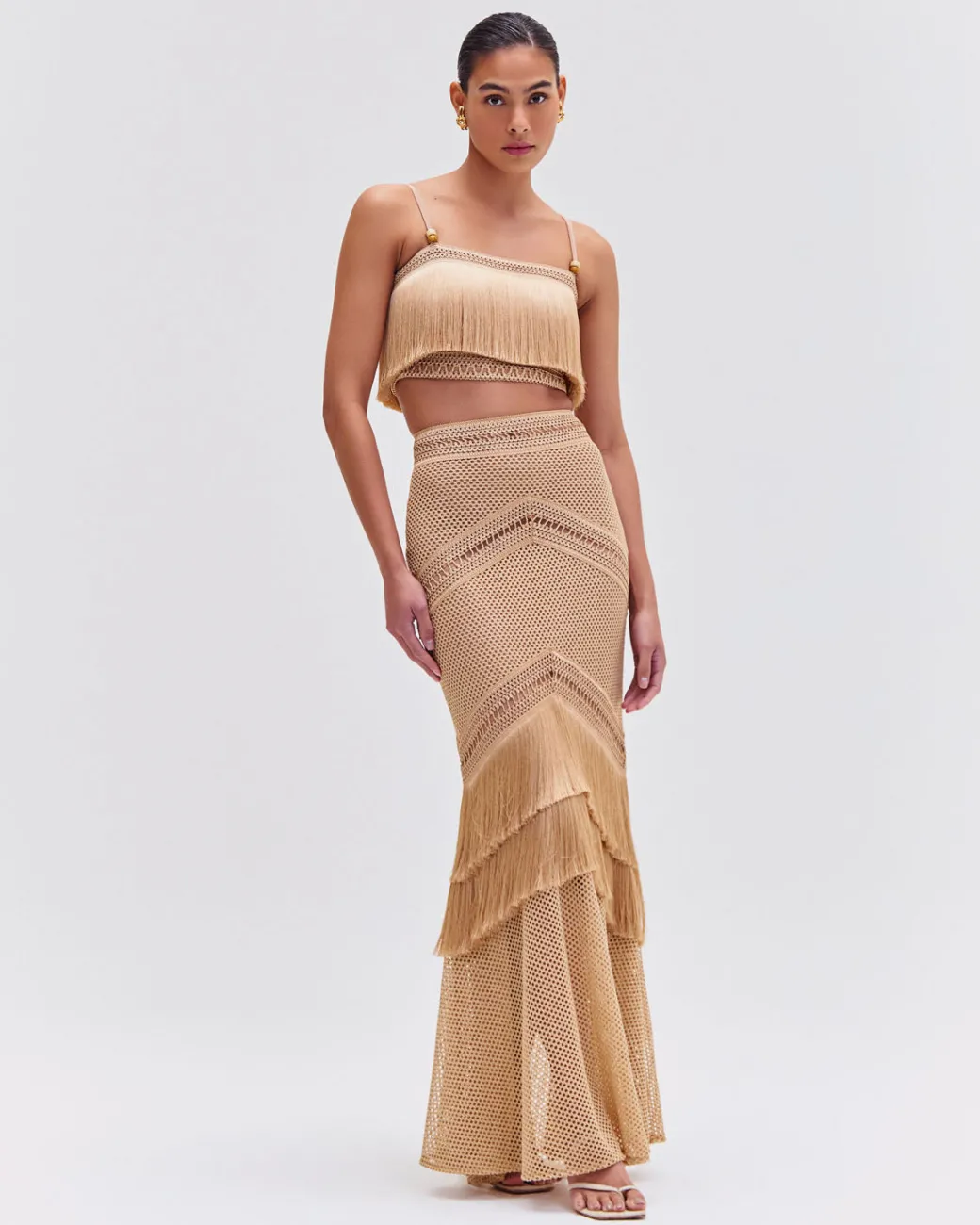 PatBO Fringe Maxi Skirt- Matching Sets|Bottoms