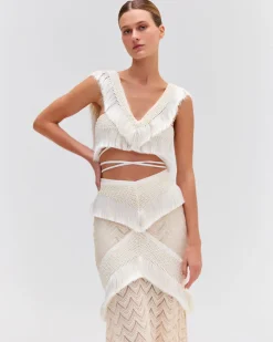 PatBO Fringe Trim Cropped Top- Matching Sets|Tops & Bodysuits