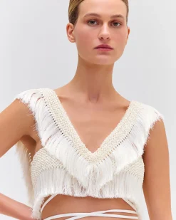 PatBO Fringe Trim Cropped Top- Matching Sets|Tops & Bodysuits