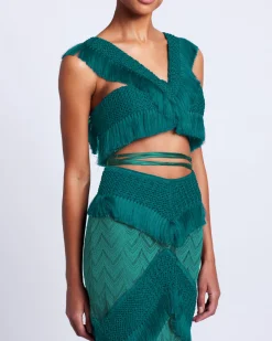 PatBO FRINGE TRIM CROPPED TOP- Tops & Bodysuits