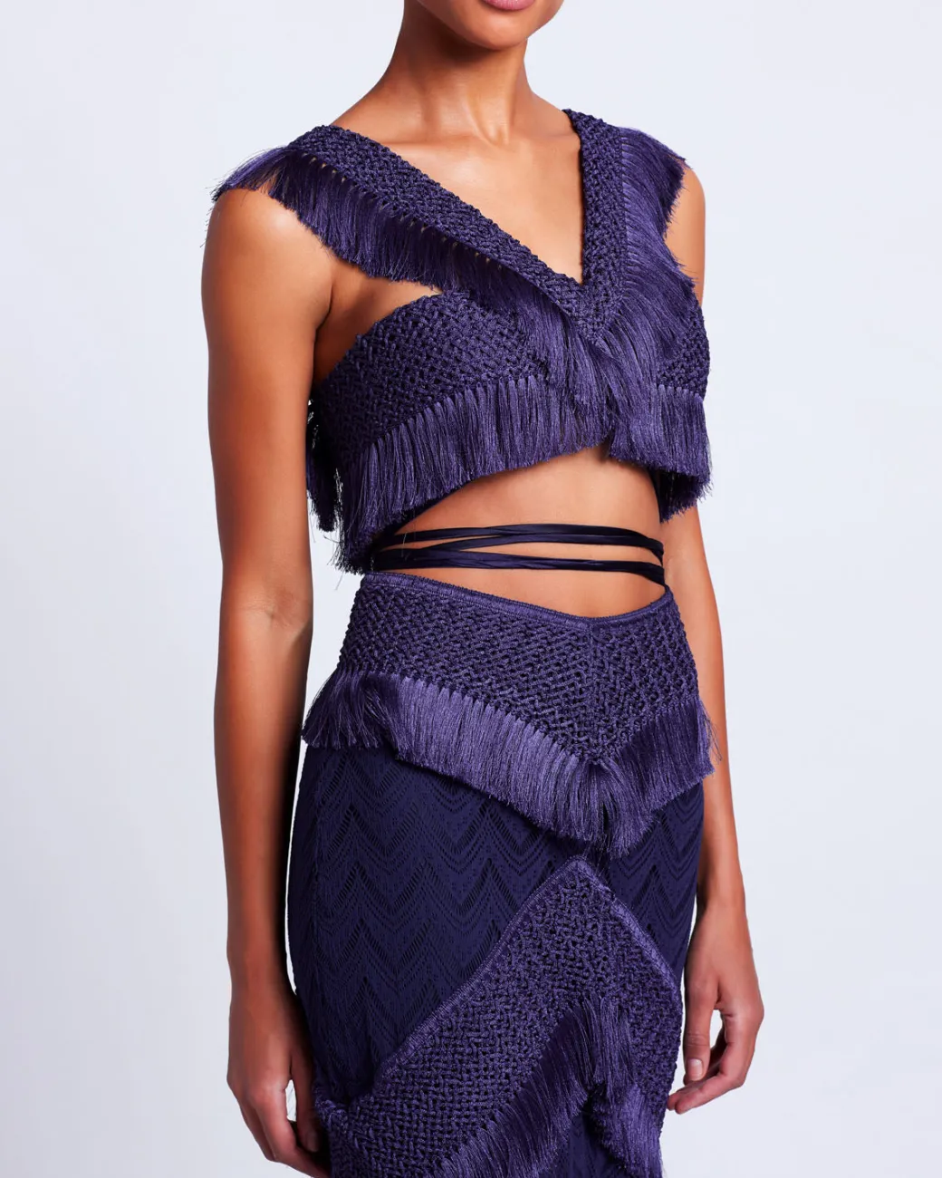 PatBO Fringe Trim Cropped Top (FINAL SALE)- Tops & Bodysuits