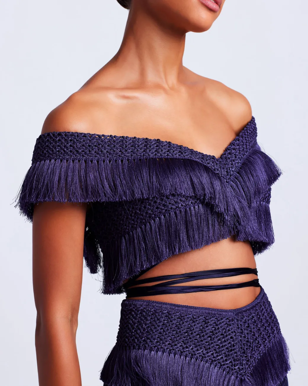 PatBO Fringe Trim Cropped Top (FINAL SALE)- Tops & Bodysuits