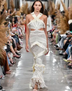 PatBO Fringe Trim Halterneck Maxi Dress (RUNWAY)- Dresses & Jumpsuits