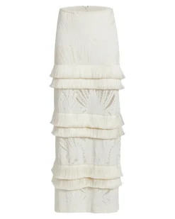 PatBO Fringe Trim Lace Maxi Skirt- Matching Sets|Bottoms