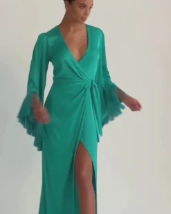 PatBO Fringe Trim Wrap Dress (FINAL SALE)- Dresses & Jumpsuits
