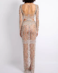 PatBO Fully Beaded Long Sleeve Gown (RUNWAY)- Dresses & Jumpsuits