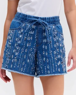PatBO HAND BEADED SHORTS- Matching Sets|Denim