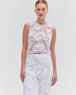 PatBO HAND BEADED LACE TOP- Tops & Bodysuits