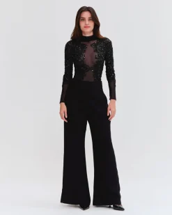 PatBO HAND BEADED TULLE BODYSUIT (EXCLUSIVE)- Tops & Bodysuits