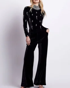 PatBO HAND BEADED VELVET BODYSUIT- Matching Sets|Tops & Bodysuits