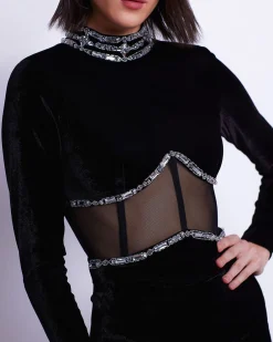 PatBO HAND BEADED VELVET BUSTIER MINI DRESS- Dresses & Jumpsuits
