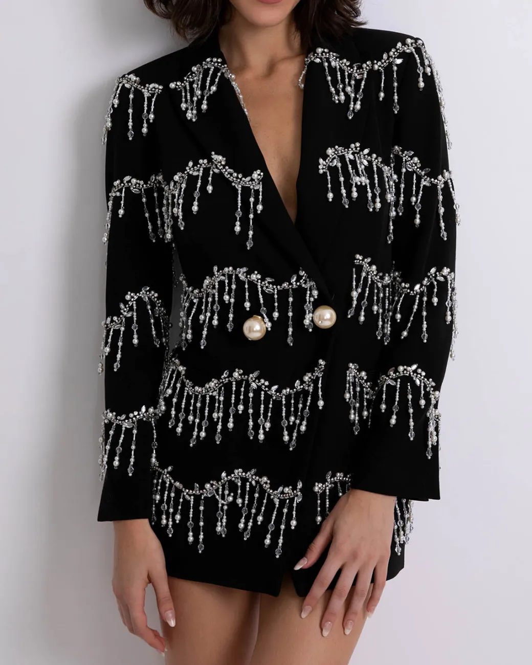 PatBO Hand-Beaded Blazer Mini Dress (FINAL SALE)- Dresses & Jumpsuits