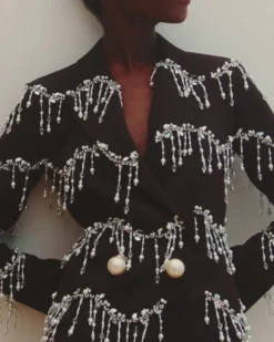 PatBO Hand-Beaded Blazer Mini Dress (FINAL SALE)- Dresses & Jumpsuits