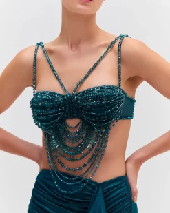 PatBO Hand-Beaded Bralette- Tops & Bodysuits