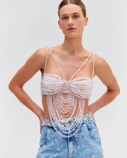 PatBO Hand-Beaded Bralette (RUNWAY)- Tops & Bodysuits