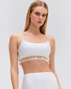 PatBO HAND-BEADED CROPPED TOP- Tops & Bodysuits|Matching Sets