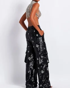 PatBO HAND-BEADED CROPPED TOP- Tops & Bodysuits