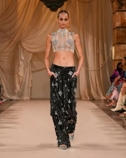 PatBO HAND-BEADED CROPPED TOP- Tops & Bodysuits