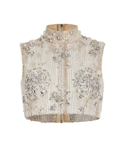 PatBO HAND-BEADED CROPPED TOP- Tops & Bodysuits