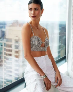 PatBO HAND-BEADED CRYSTAL BRALETTE (EXCLUSIVE)- Tops & Bodysuits