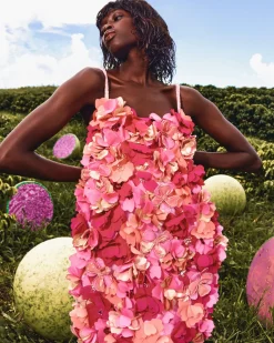 PatBO Hand-Beaded 3D Flower Mini Dress (EXCLUSIVE)- Dresses & Jumpsuits