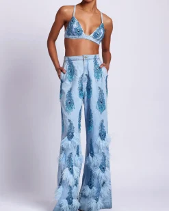 PatBO Hand-Beaded and Feather Jeans (FINAL SALE)- Matching Sets|Bottoms