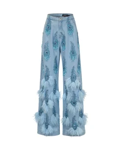 PatBO Hand-Beaded and Feather Jeans (FINAL SALE)- Matching Sets|Bottoms