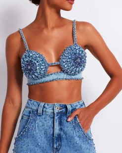 PatBO HAND-BEADED BRALETTE (FINAL SALE)- Matching Sets|Denim