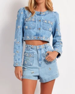PatBO Hand-Beaded Shorts (FINAL SALE)- Matching Sets|Denim