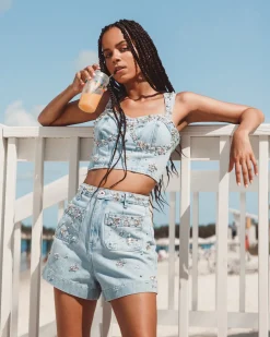 PatBO Hand-Beaded Shorts (FINAL SALE)- Matching Sets|Denim