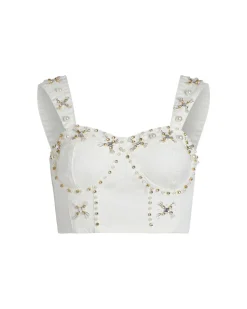 PatBO Hand-beaded Denim Top (FINAL SALE)- Matching Sets|Denim