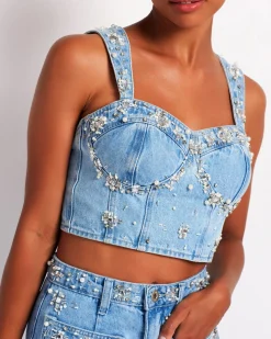 PatBO Hand-Beaded Top (FINAL SALE)- Matching Sets|Denim