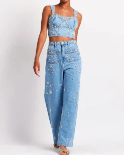 PatBO Hand-Beaded Top (FINAL SALE)- Matching Sets|Denim