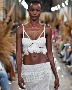PatBO Hand-Beaded Feather Top (EXCLUSIVE)- Tops & Bodysuits