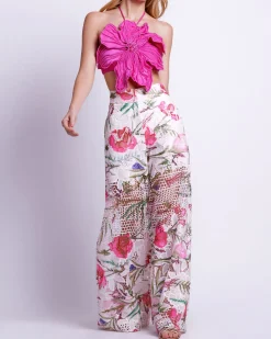 PatBO HAND-BEADED FLOWER TOP- Tops & Bodysuits