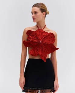 PatBO HAND-BEADED FLOWER TOP (EXCLUSIVE)- Tops & Bodysuits