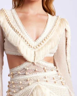 PatBO Hand-Beaded Fringe Mini Dress (RUNWAY)- Dresses & Jumpsuits