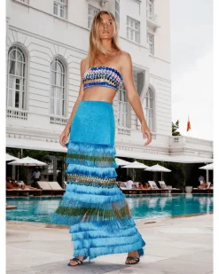 PatBO HAND-BEADED FRINGE TRIM MAXI SKIRT (FINAL SALE)- Bottoms