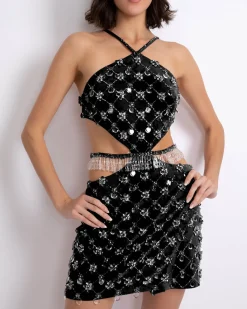 PatBO Hand-Beaded Halterneck Mini Dress (FINAL SALE)- Dresses & Jumpsuits